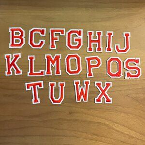 Iron On Patches 18 PCS Red & White Alphabet (SKU: 64MI)